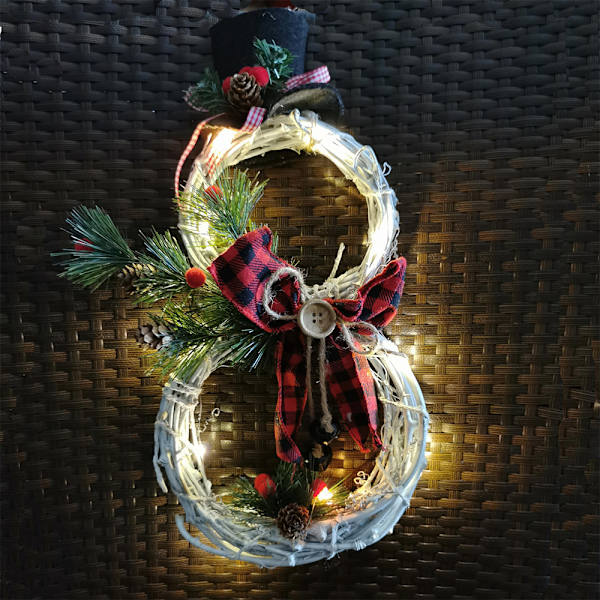 Lighted Christmas Wreath Decoration, Grapevine Wreath  for