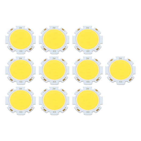 10 st runda COB 3W hög effekt LED-chip glödlampa ljus natur