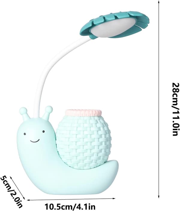 LED skrivbordslampa med pennhållare tecknad djursnigel multifunktion