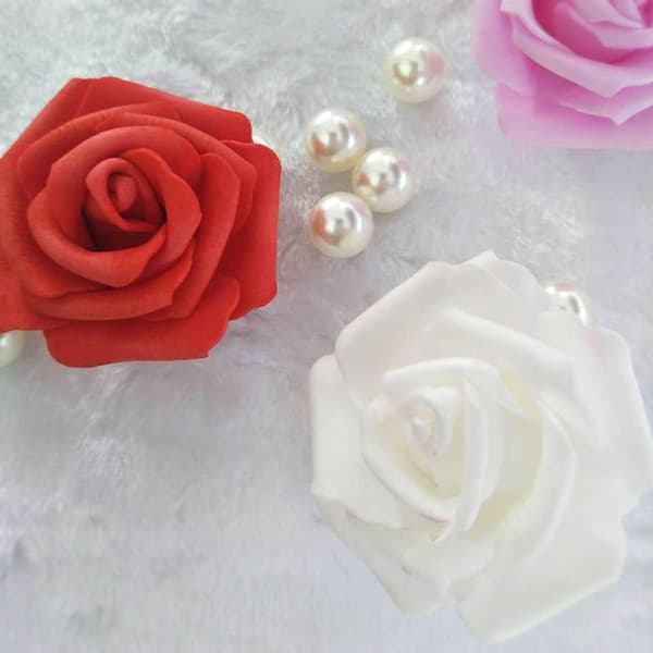 100 stk. Kunstige Blomster Smukke Ensfarvede PE Skum Bryllup Si