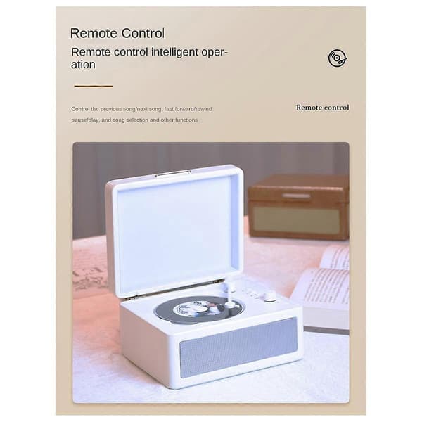 Bærbar trådløs Bluetooth-høyttaler, multifunksjonell Reprodutor CD Retro, platespiller brun