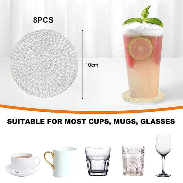 8 stk. PVC kaffebrikker runde vanntette coasters blomster jule coasters vanntette isolasjonsmatter servise matter bordbrikker silver