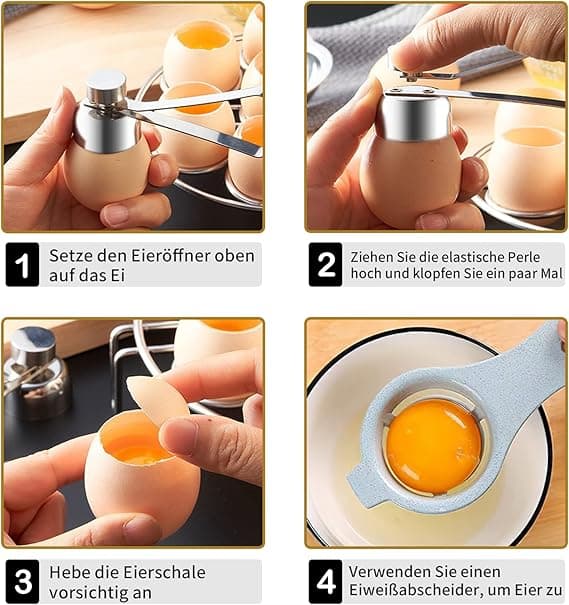 Todelt skallåpner eggåpner, egnet for rå/myke egg