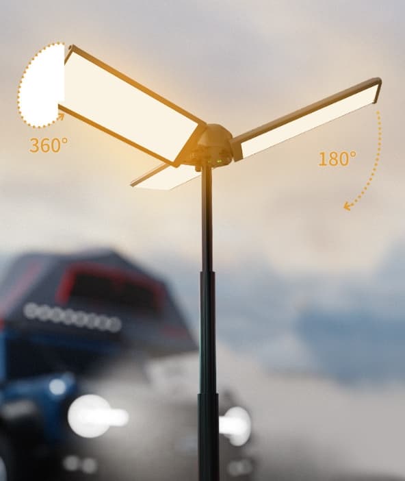 6,2 × 40 cm (kan forlænges til 100 cm) Multifunktionel Sammenklappelig og Justerbar Campinglanterne: 4-i-1 Udendørs Campinglygte