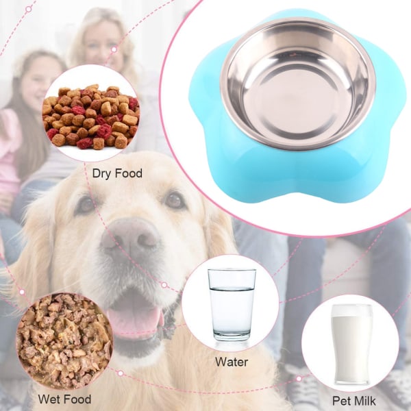 Hundskål i rostfritt stål, foderautomat för hund och katt, matskål blue
