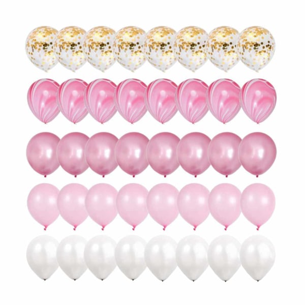 40-pack Ballonger Rosa Guld Konfettiballonger 31cm Födelsedag rosa