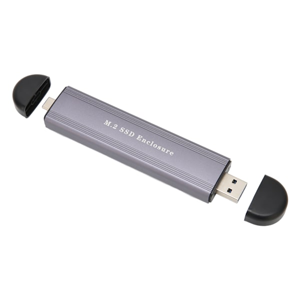 M.2 NVME NGFF SSD-kapsling Typ C USB3.0 Dubbelhuvudöverföring SSD-kapslingsadapter för surfplatta stationär dator Grå