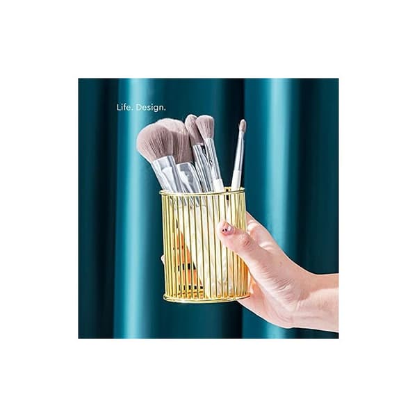 Guld metal penholder egnet til skrivebord, makeupbørste, blyantholder