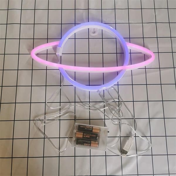 1 stk. Planetformet Neon LED Lys, Neon Skilt Vægslys, Blå