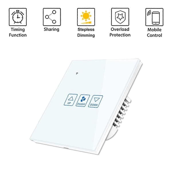 Viftehastighetskontroll Berøringsbryter Wifi Smart Deluxe Krystallpanelbryter Tuay App Fjernkontroll 90V 250V EU UK Bryter(C)