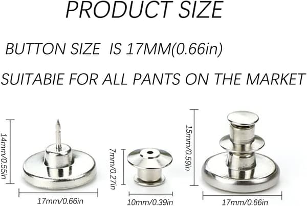 10 stk Jeansknapper, 17mm Avtakbare Metall DIY-knapper, Justerbare