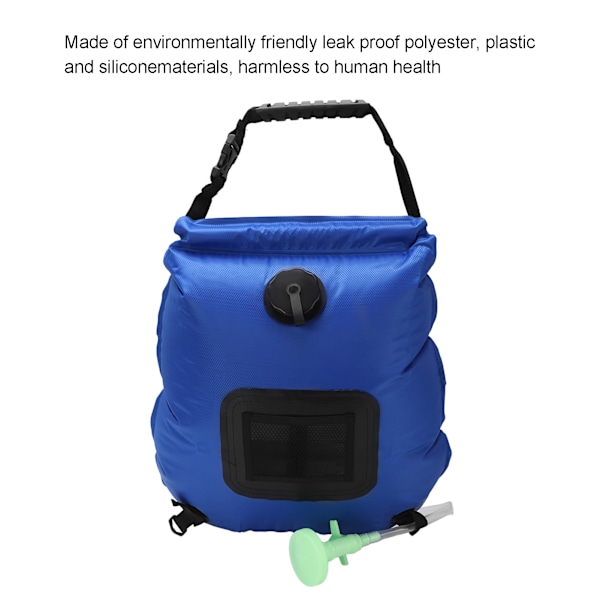 Solarduschväska för utomhusbruk, soluppvärmd campingduschväska med värmeabsorberande design, slitstarkt material, bärbar dusch för strand, simning och
