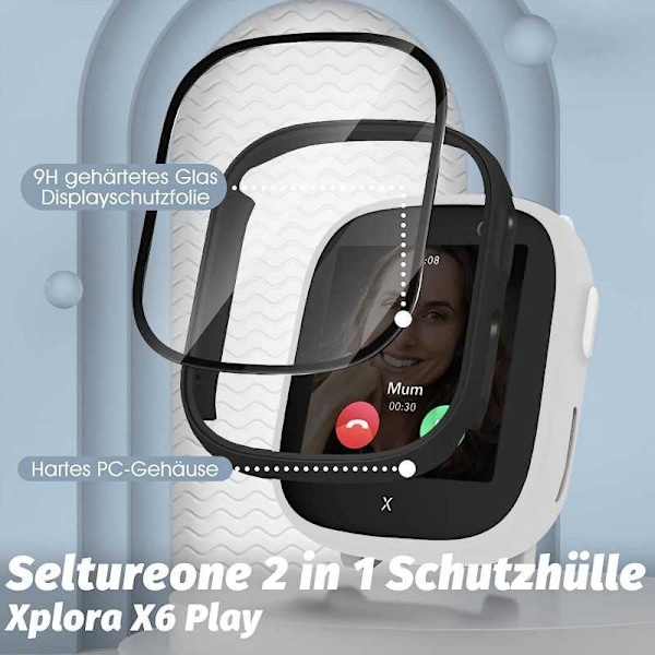 Xplora X6 Play Heltäckande Skal med 9H Härdat Glas Svart Svart
