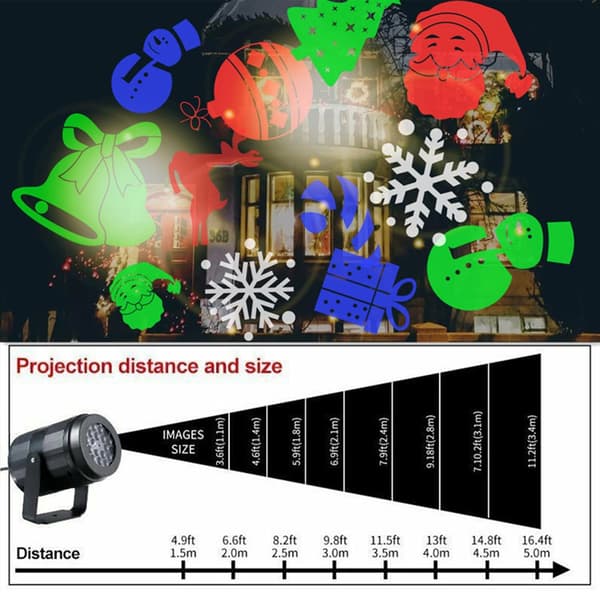Projektorlys LED Jul Santa Snefnug Rensdyr Julefigurer