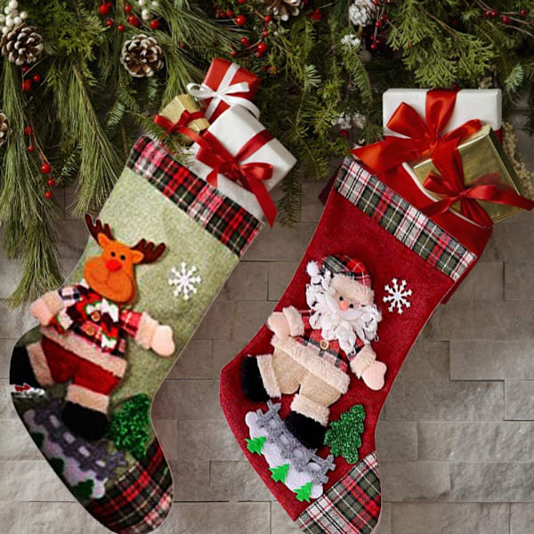 Lot de 2 chaussettes de Noël 40,6 cm Grand sac cadeau pour