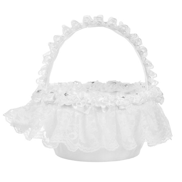 Elegant stor bröllopsblomkorg med vit spets