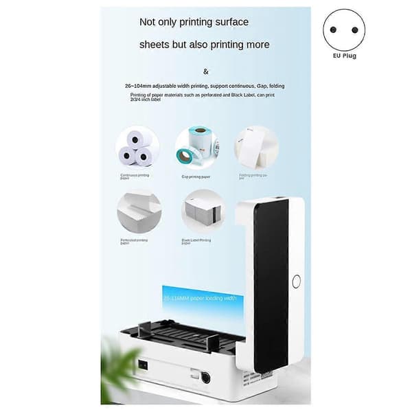 463B bærbare skrivere termisk etikettskriver Bluetooth frakt strekkode etikettskriver EU PLUG