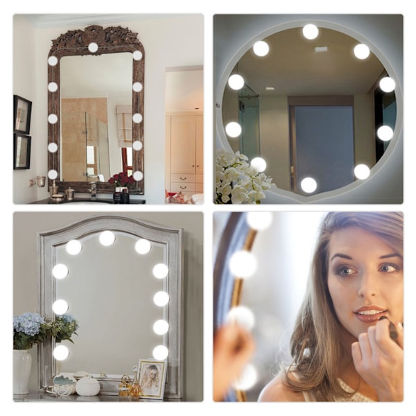 10 LED-upplysta sminkningsspegel replampor steglöst justerbar