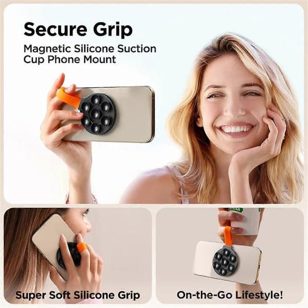 Magnetisk sugkopp telefonfäste silikon sugtelefonfodral greppstativ hållare handsfree spegel dusch telefonhållare, A