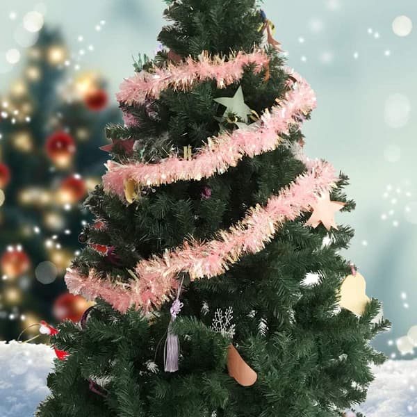 Rosa glitterlenke for juletrepynt, bryllup, bursdagsfestutstyr, 5,2 meter