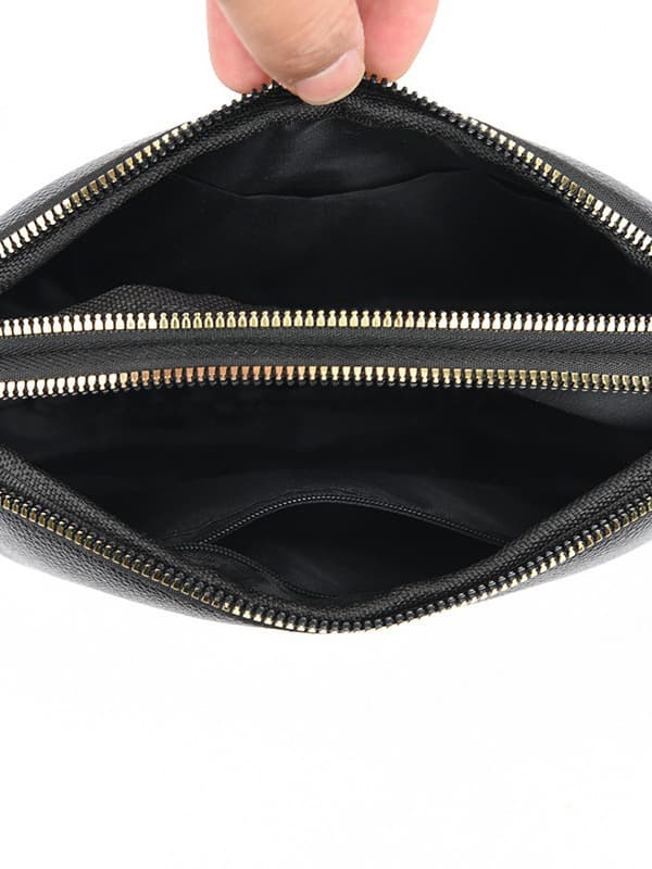 Shell Taske Koreansk Simpel Skuldertaske Tekstur Crossbody Møntpung (Sort)