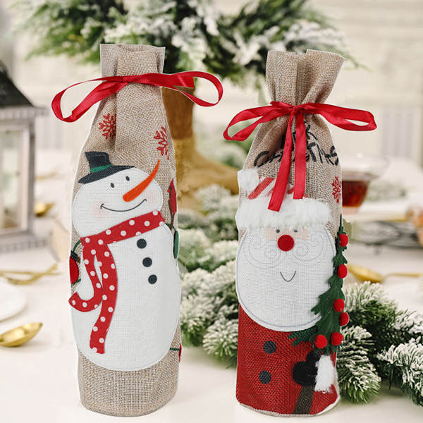 Wine Christmas Bag，Wine Bottle Gift Bag with Drawstring,
