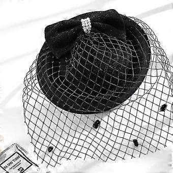 Pärlfascinator hårklämma slöja mesh pannband svart hatt bröllopsfest top tehatt()