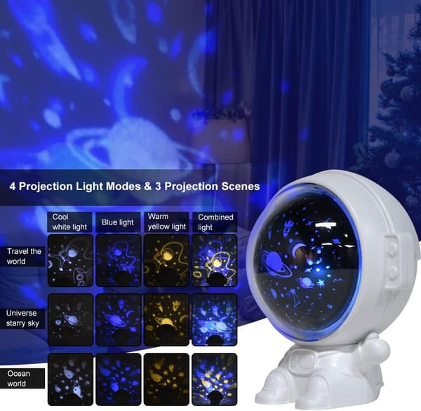 110x93x121mm Astronaut Star Sky Projektor (Vit), 360° Rotation A