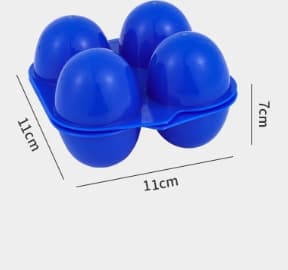 Sett med 2 oransje og blå utendørs støtsikre eggbeholdere med 4 rom