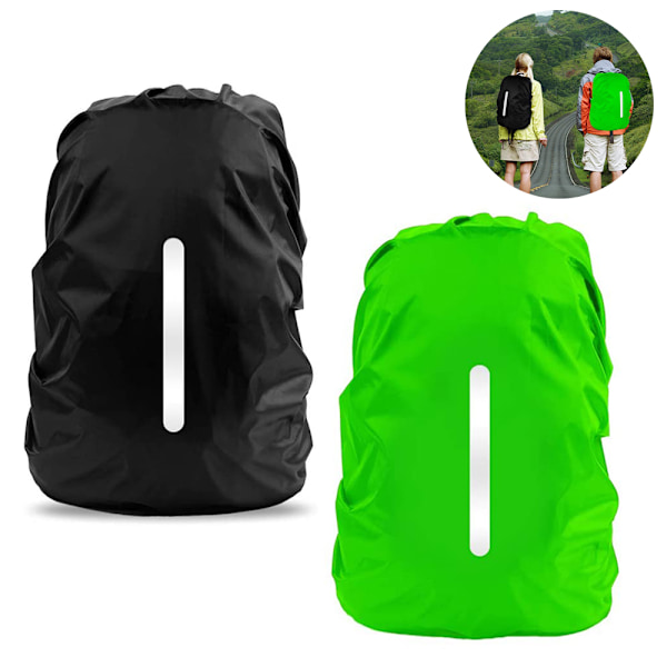 2-pack Vattentät Regnöverdrag för Ryggsäck, Reflex Ryggsäck Regnöverdrag för Anti-damm/Anti-stöld/Cykling/Vandring/Camping/Resor/Utomhusaktiviteter