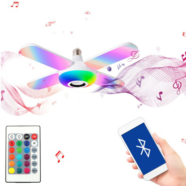 Fyrbladig Bluetooth Musik Ljus LED Färgglad Högtalare Fällbar
