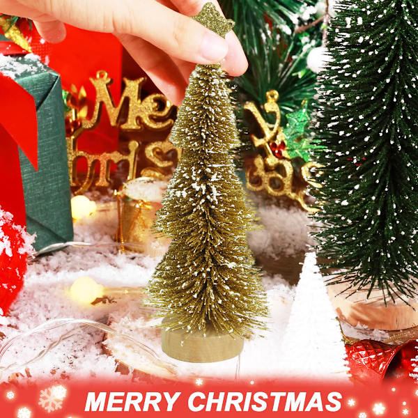 Mini Gold Christmas Trees Decorations Artificial Star Christmas