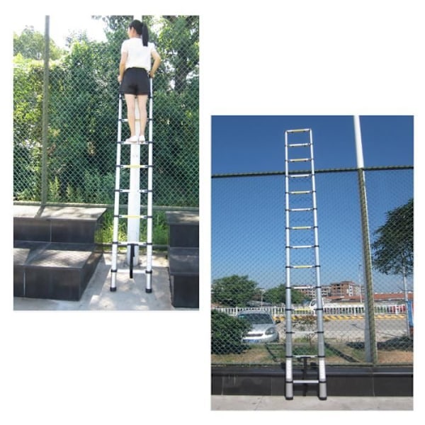 UISEBRT teleskopstege 3,8M, multifunktionsförlängbar teleskopstege i aluminium, maxlast 150 kg, silver
