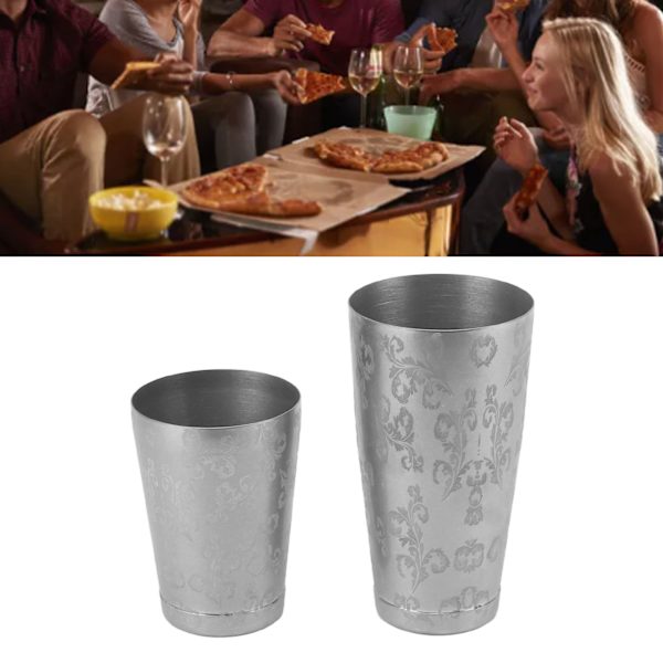 304 Rostfritt Stål Boston Shaker Med Etsad Design, Professionell Bartenderutrustning Anti-Korrosions Cocktail Shaker Set Ovägd Shaker Tin För