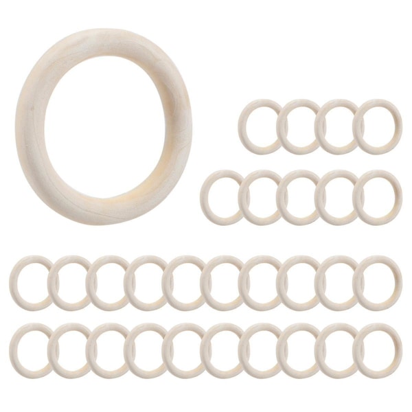 30 st 70 mm Träringar, Träringar för DIY-hantverk, Makrame Växtupphängning, Smycken och J