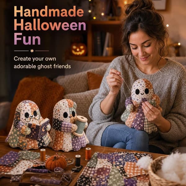 Halloween DIY patchwork sæt, sød spøgelsesplys syning, velegnet til håndlavede dekorative gaver, dedikeret til håndarbejdsentusiaster stil 2 style 2