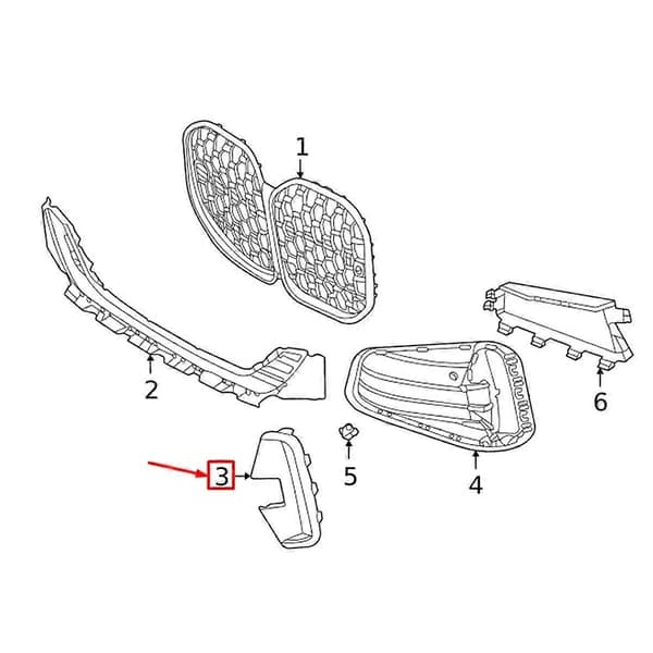 51118077070 Høyre frontfangergrill, pyntelist, tåkelys, pyntpanel for 4-serie G22 G23