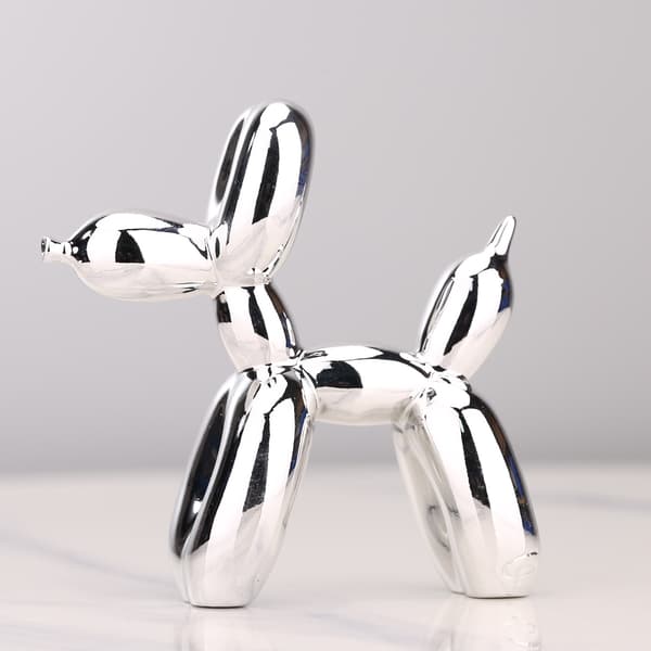 Glansbelagt Bold (Sølvhvid, 17cm) Hundestatue Samleobjekt