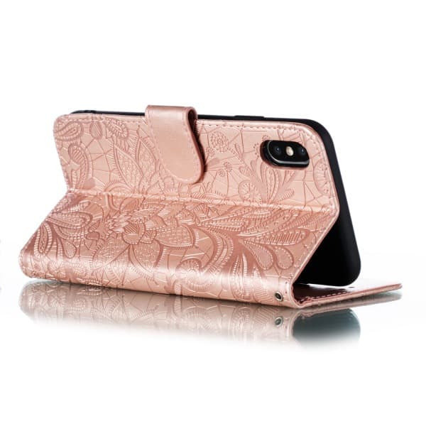 Preget blonde-mønstret flip-deksel for Samsung A81, Note10 Lite og M60S rose gold