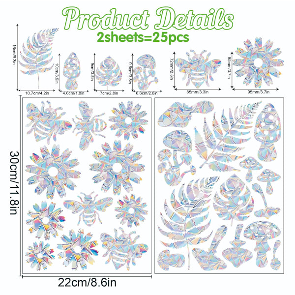 Bländande solfångare fönsterdekaler prismatiska vardagsrum heminredning glasdekaler statiska fönsterdekaler Style 1