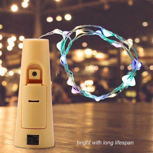 2 st korkformade ljusslingor, LED-lampa för vinflaska, batteridriven, DIY-del (flerfärgad)