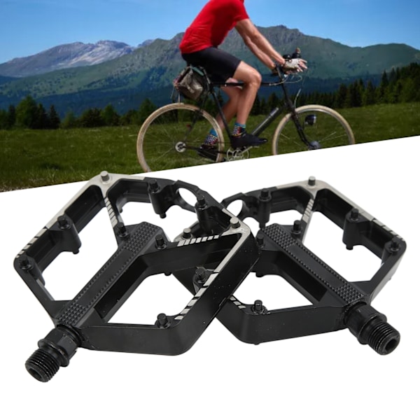 Cykelpedaler för mountainbikecykling, aluminiumlegeringskonstruktion, smidig rotation, halkskyddspinnar, mångsidig kompatibilitet med landsvägs-, MTB- och BMX-cyklar