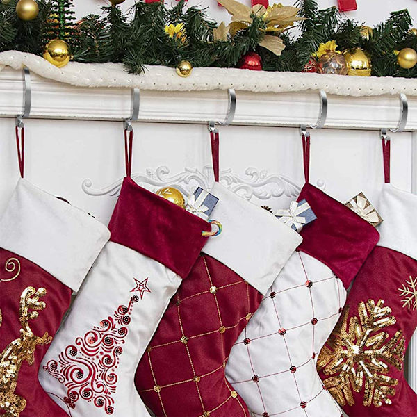 Stocking Hangers for Mantel Set of 6, Christmas Stocking