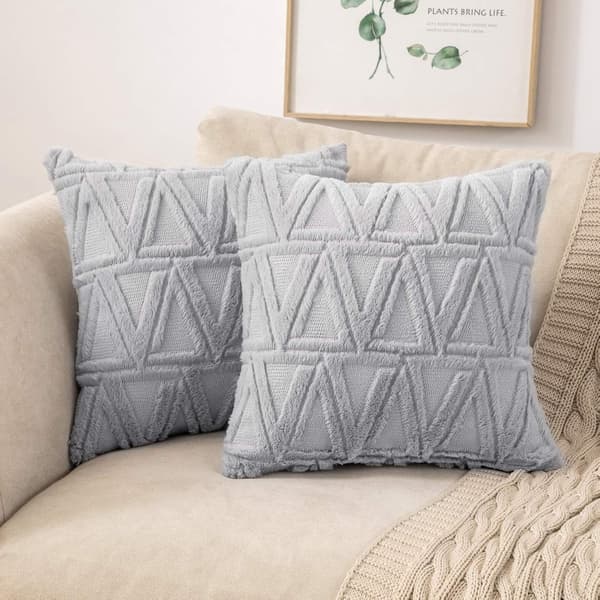 Set med 2 Kuddfodral i Konstgjort Ull och Polyester
