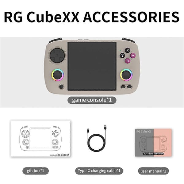 RG CubeXX Retro Håndholdt Spillekonsol 32GB RGB Joystick Videospiller Understøtter WIFI Bluetooth Grå