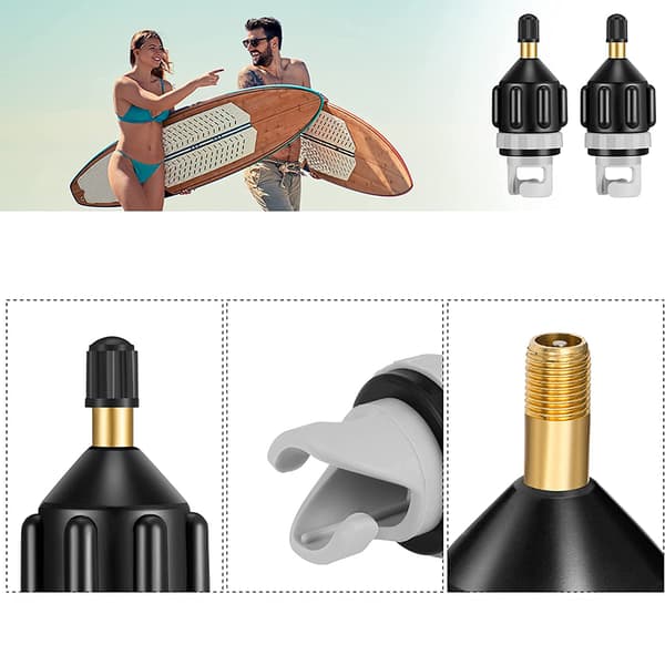 Pumpeadapter, adapter til kompressor, bærbar SUP-ventiladapter, oppustelig bådventiladapter til kajak, oppustelig båd, SUP-board Schwarz