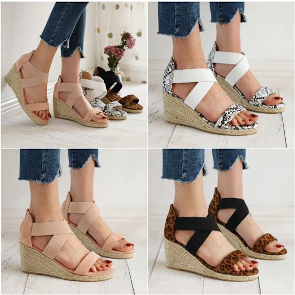 Dam Platform Wedge Sandaler Ankle Strappy Open Toe Slingback