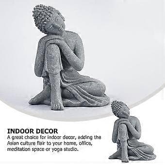 1 stk. Sandsten Buddha Statue Zen Figur Håndværk Husholdningsdekoration (Grå)