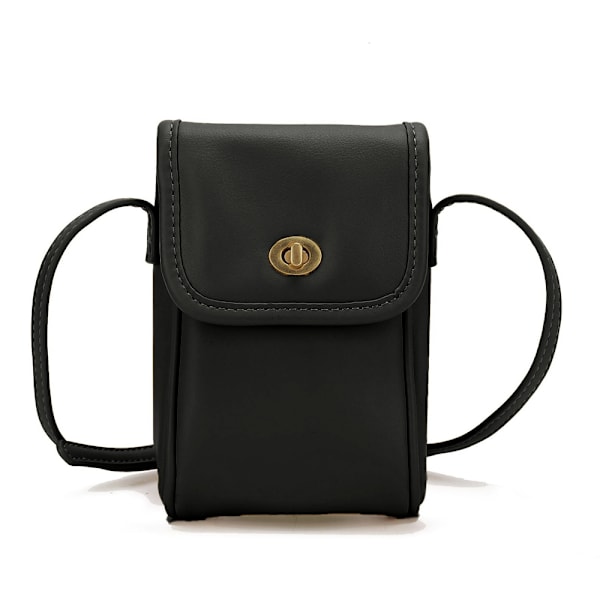 Mini PU mobiltelefonväska söt flip Messenger väska en axel