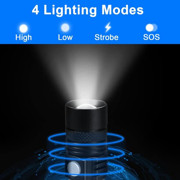 Taskulamppu, 1000 lumenia USB ladattava LED-taskulamppu, 4